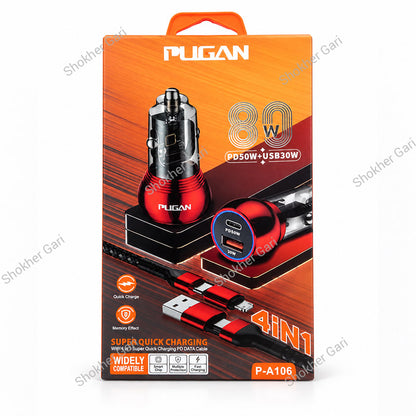 Car Pugan Charger With Cable 80W Fast Charging