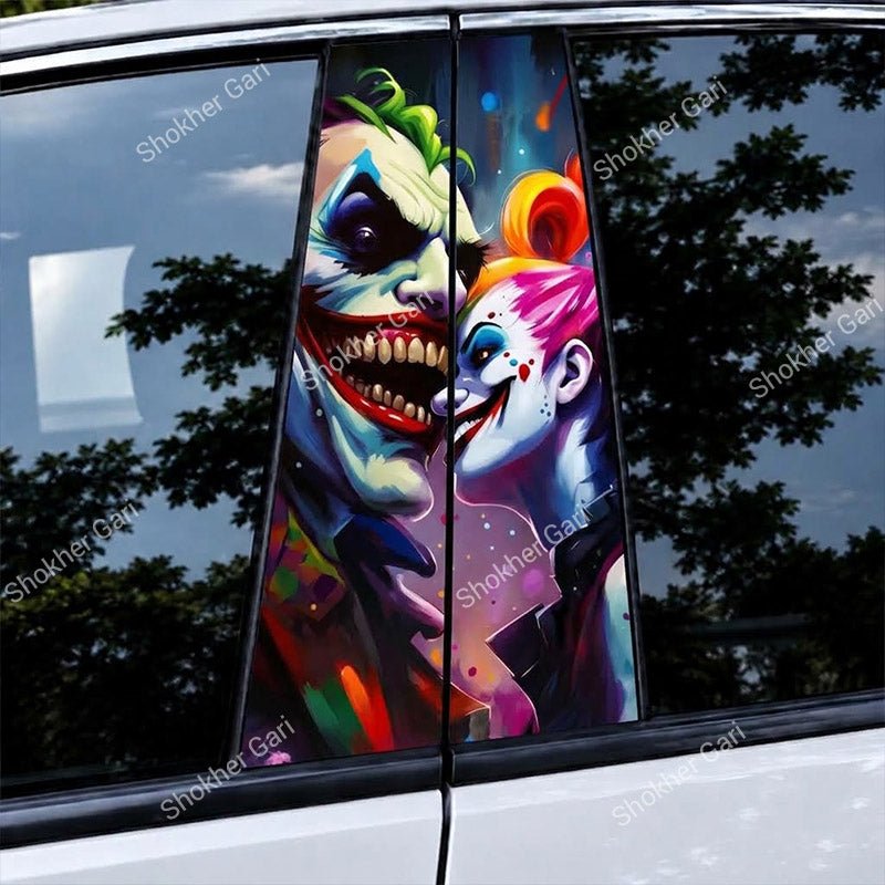 Car Door Pillar Sticker 3D Graphics Cartoon 2pcs set
