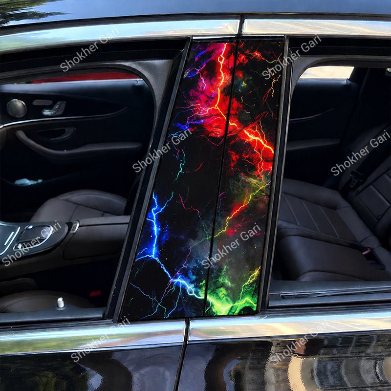 Car Door Pillar Sticker 3D Graphics Cartoon 2pcs set