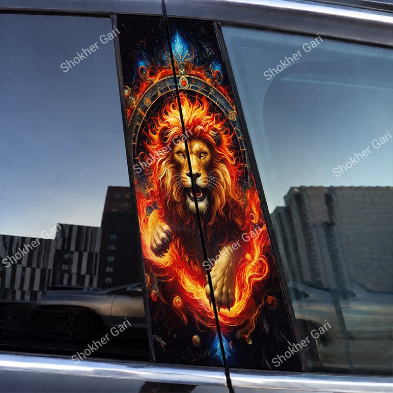 Car Door Pillar Sticker 3D Graphics Cartoon 2pcs set