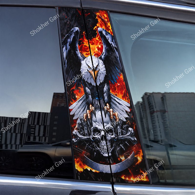 Car Door Pillar Sticker 3D Graphics Cartoon 2pcs set