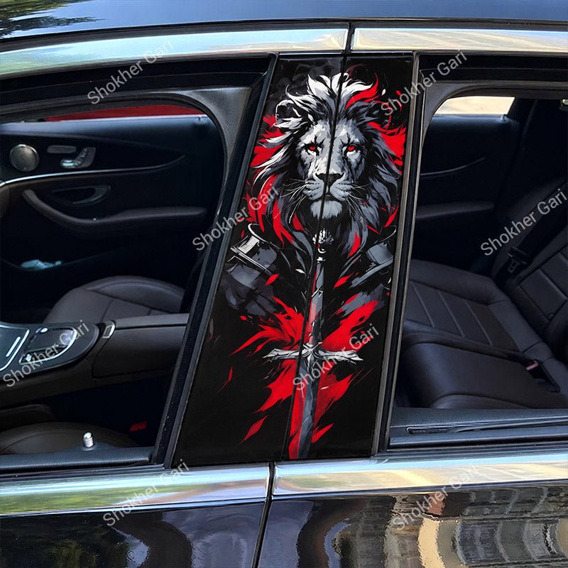 Car Door Pillar Sticker 3D Graphics Cartoon 2pcs set