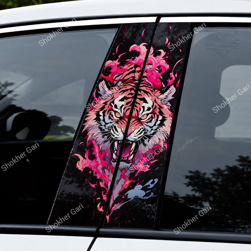 Car Door Pillar Sticker 3D Graphics Cartoon 2pcs set
