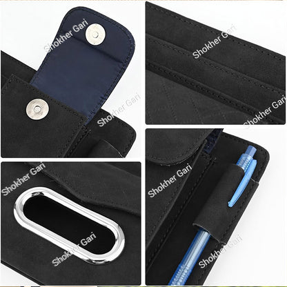 Car Visor Organizer  Multi-Pocket Tissue Box Holder with Zipper Pouch for Documents and Sunglasses -
