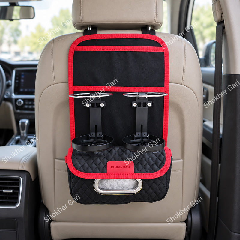1 Pcs Car Back Seat Organizer Small Size Tissue And Drink Holder