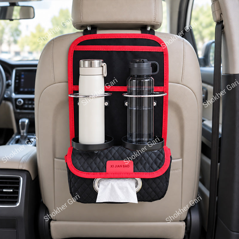 1 Pcs Car Back Seat Organizer Small Size Tissue And Drink Holder