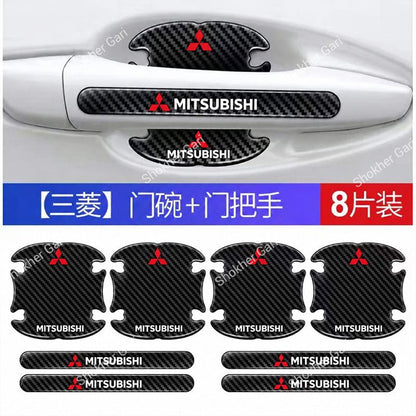 Car Carbon Fiber 8-Piece Door Handle Sticker Set