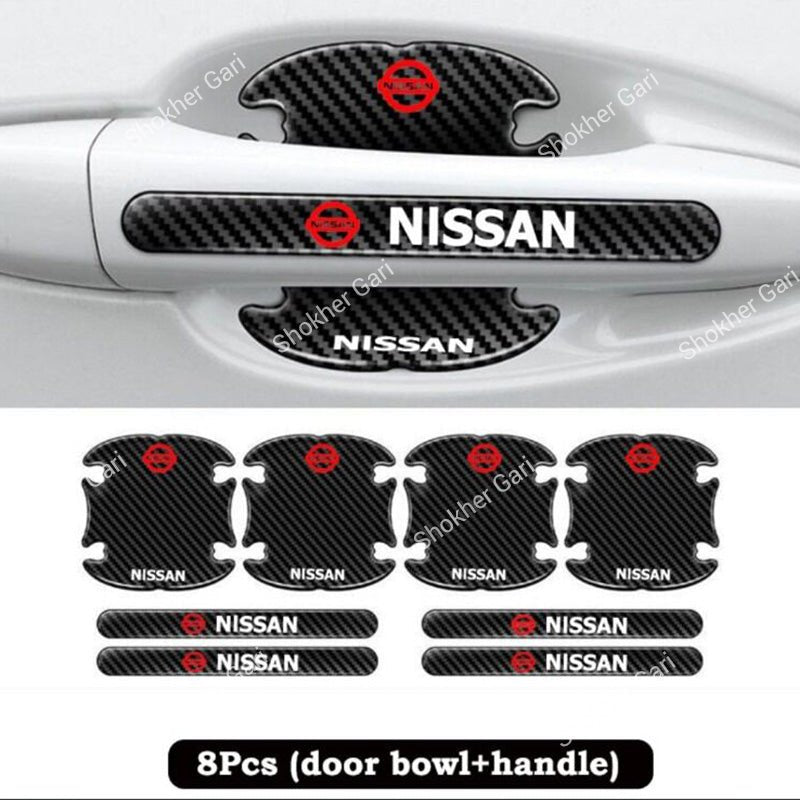 Car Carbon Fiber 8-Piece Door Handle Sticker Set