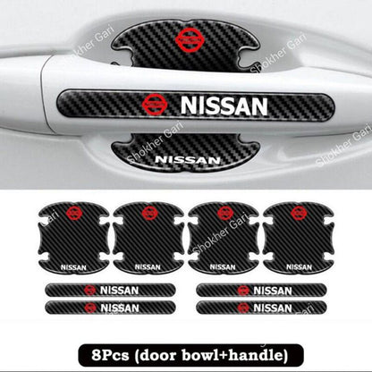Car Carbon Fiber 8-Piece Door Handle Sticker Set