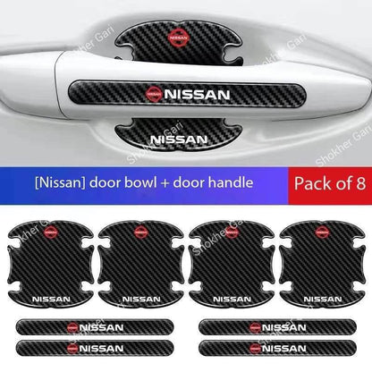 Car Carbon Fiber 8-Piece Door Handle Sticker Set