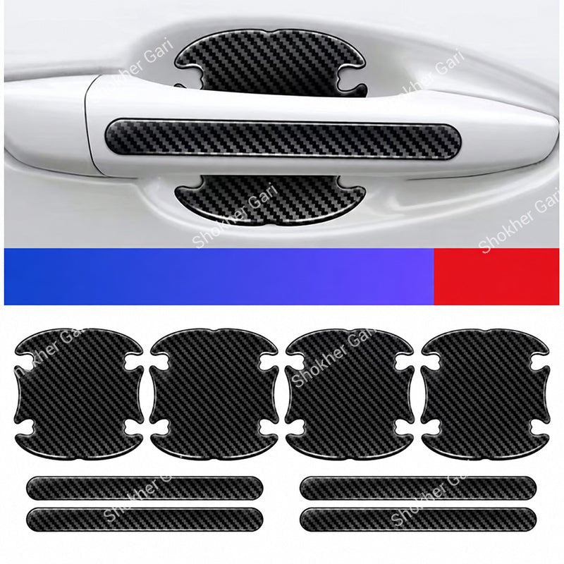 Car Carbon Fiber 8-Piece Door Handle Sticker Set