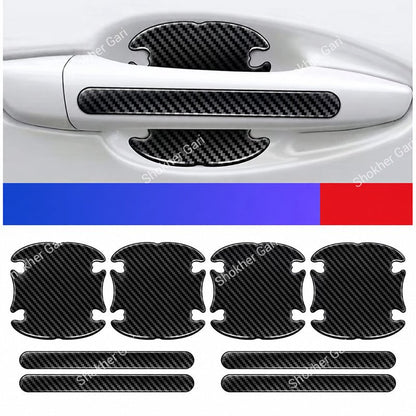 Car Carbon Fiber 8-Piece Door Handle Sticker Set