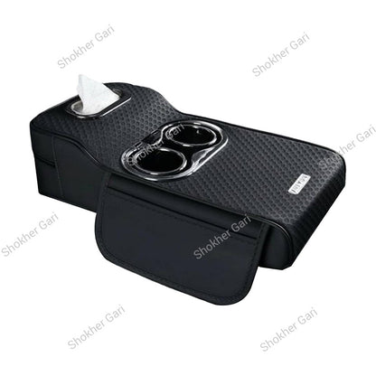 Car 5-in-1 Multifunctional Armrest Tissue Box with Cup Holder and Storage Organizer