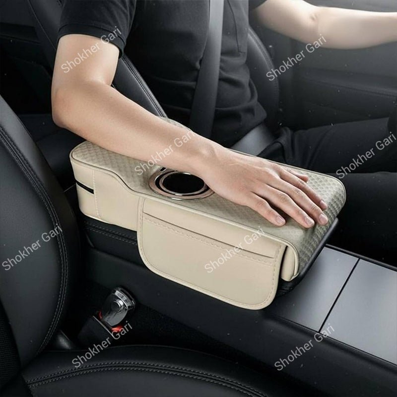 Car 5-in-1 Multifunctional Armrest Tissue Box with Cup Holder and Storage Organizer