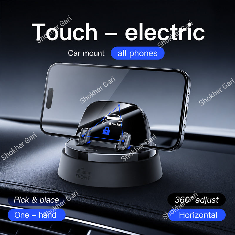 Car Electric Dashboard Phone Mount with One-Touch Automatic Locking System