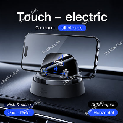 Car Electric Dashboard Phone Mount with One-Touch Automatic Locking System