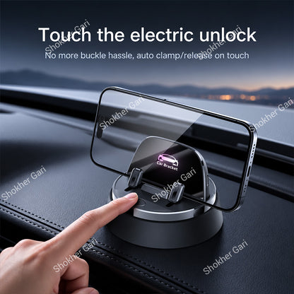Car Electric Dashboard Phone Mount with One-Touch Automatic Locking System