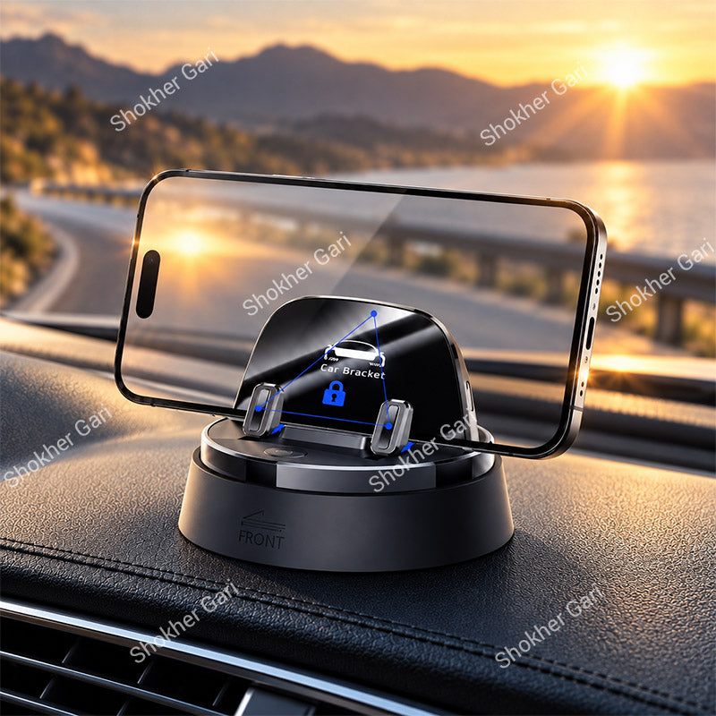 Car Electric Dashboard Phone Mount with One-Touch Automatic Locking System