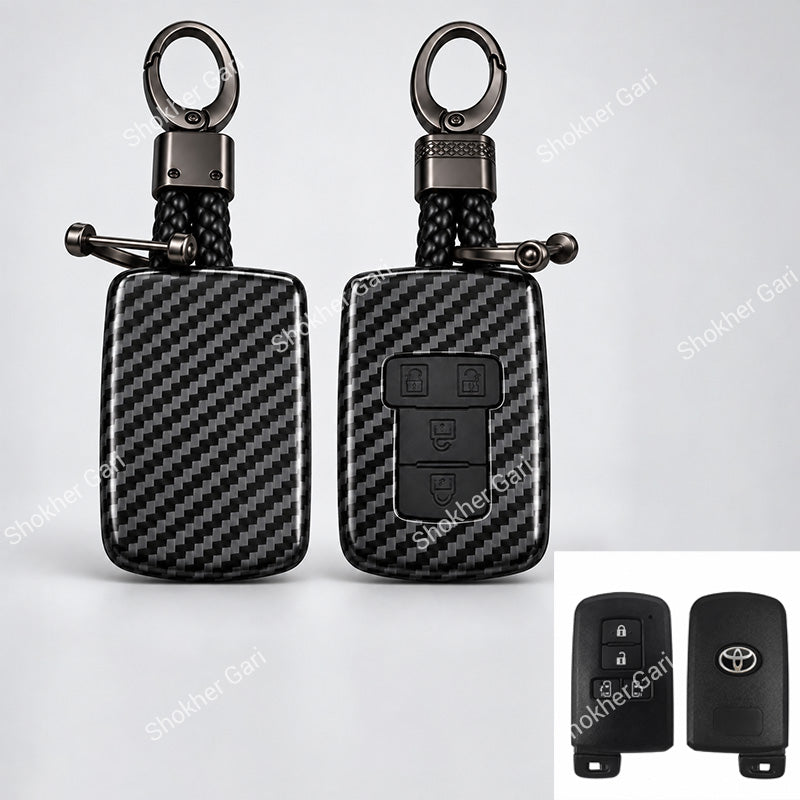 M/Y Car Esquire, Noah,Sienta Carbon Fiber Style Smart Key Cover Case with Premium Keychain