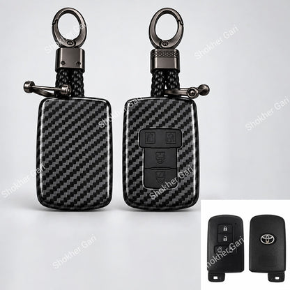 M/Y Car Esquire, Noah,Sienta Carbon Fiber Style Smart Key Cover Case with Premium Keychain