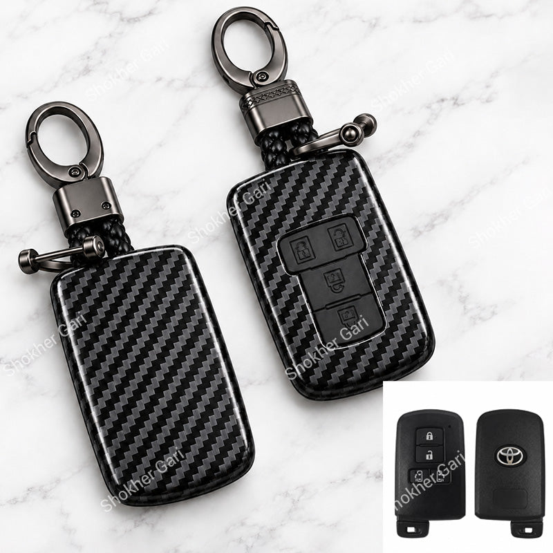 M/Y Car Esquire, Noah,Sienta Carbon Fiber Style Smart Key Cover Case with Premium Keychain