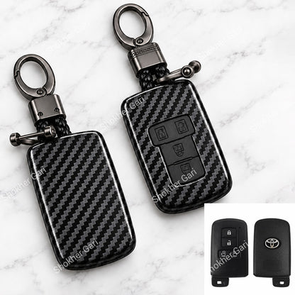 M/Y Car Esquire, Noah,Sienta Carbon Fiber Style Smart Key Cover Case with Premium Keychain