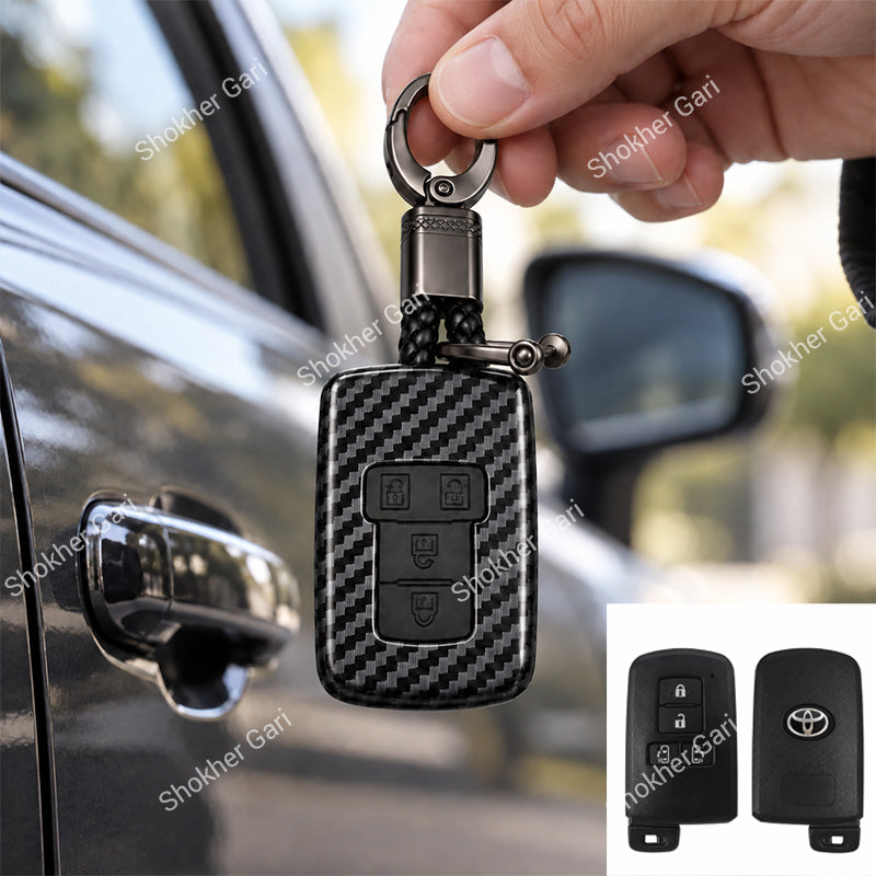 M/Y Car Esquire, Noah,Sienta Carbon Fiber Style Smart Key Cover Case with Premium Keychain