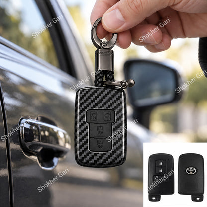 M/Y Car Esquire, Noah,Sienta Carbon Fiber Style Smart Key Cover Case with Premium Keychain