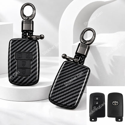 M/Y Car Esquire, Noah,Sienta Carbon Fiber Style Smart Key Cover Case with Premium Keychain