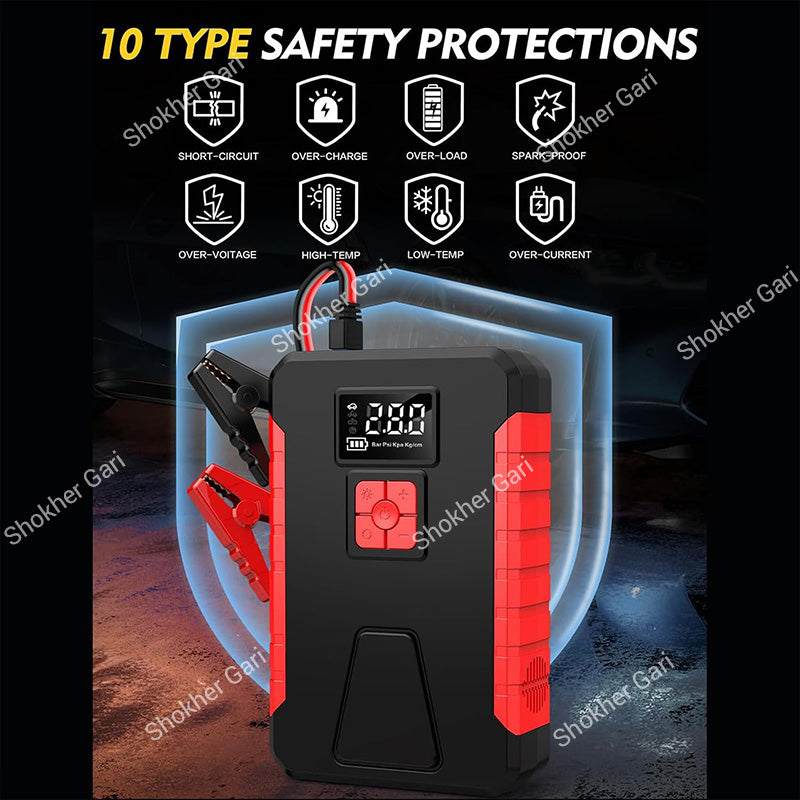 Car Portable Battery Booster with 160 PSI Air Pump and USB Charging