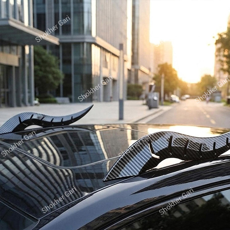 Car Carbon Fiber Style Roof Dragon Decorative Fin 2PCS Set