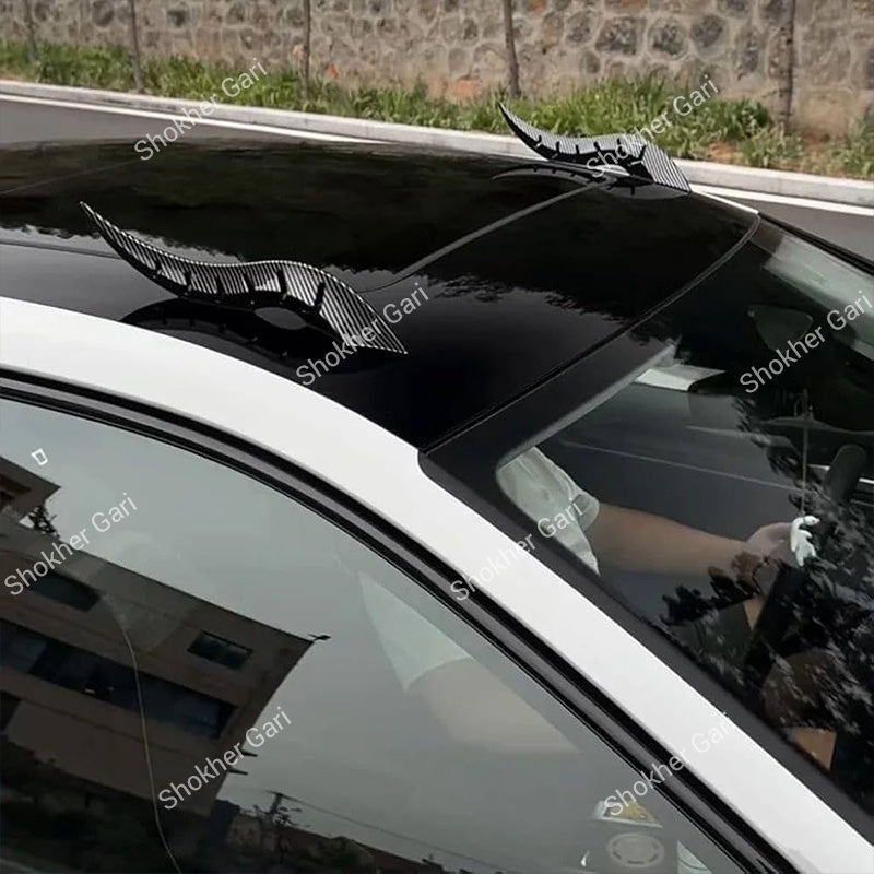 Car Carbon Fiber Style Roof Dragon Decorative Fin 2PCS Set