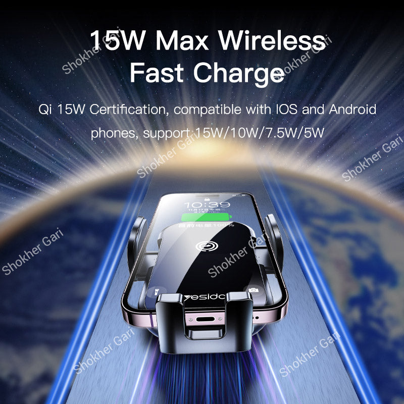 Car Yesido C197 Dashboard Wireless Charger with Air Vent and Suction Phone Holder