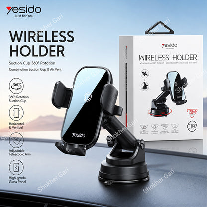 Car Yesido C197 Dashboard Wireless Charger with Air Vent and Suction Phone Holder