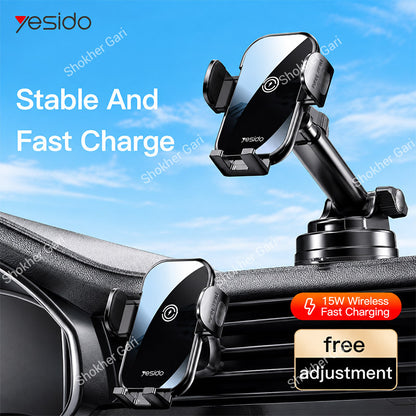 Car Yesido C197 Dashboard Wireless Charger with Air Vent and Suction Phone Holder