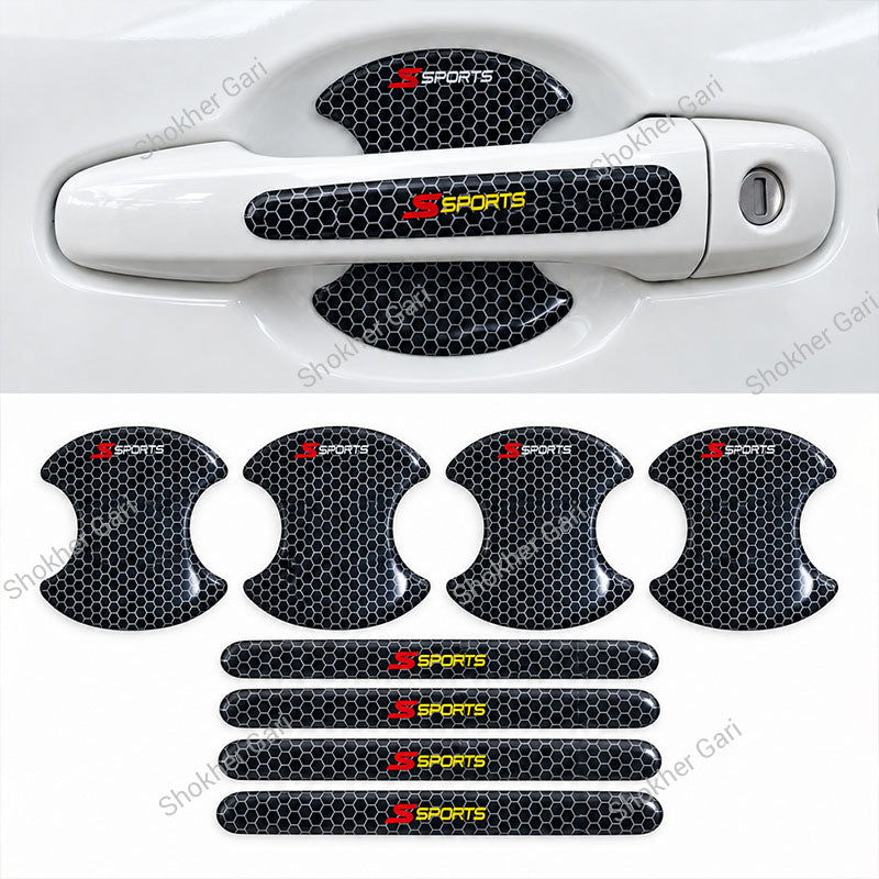 Car Door Honeycomb Handle Cover 8 Pcs  set