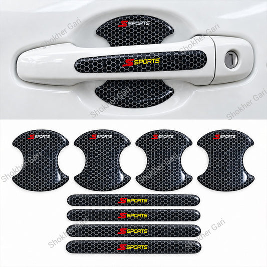 Car Door Honeycomb Handle Cover 8 Pcs  set