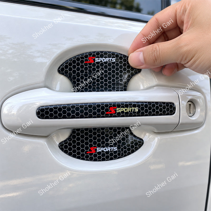Car Door Honeycomb Handle Cover 8 Pcs  set