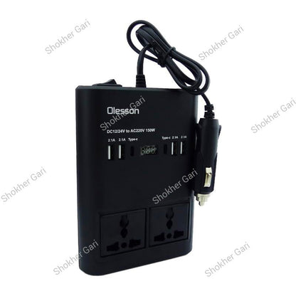 Car 150W Multi-Port Power Inverter with Dual AC Sockets and Digital Display