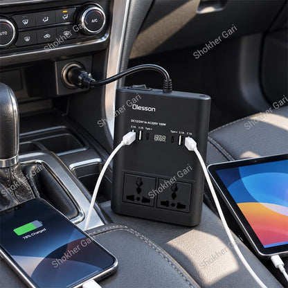Car 150W Multi-Port Power Inverter with Dual AC Sockets and Digital Display
