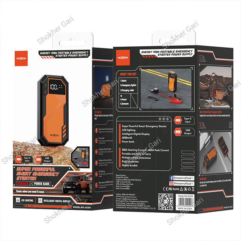 Car MOXOM MX-AC04 Portable Emergency Battery Jump Starter with Power Bank and LED Light