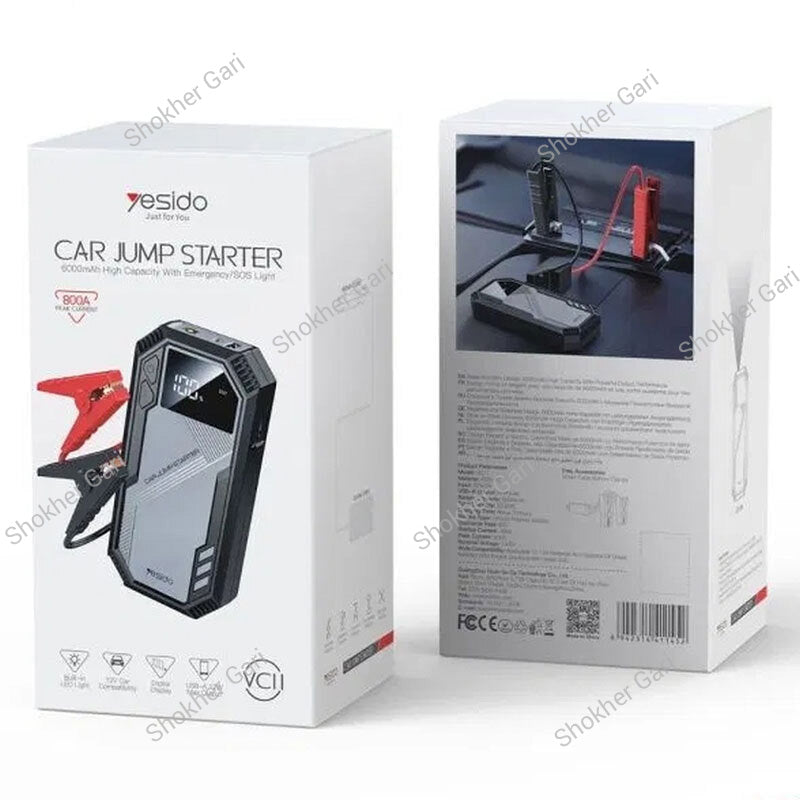 Car Yesido VC11 Portable Emergency Jump Starter with Power Bank Digital Display and LED SOS Light