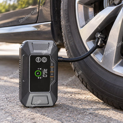 Car 4-in-1 Portable Jump Starter with Air Compressor Power Bank and Emergency LED Flashlight
