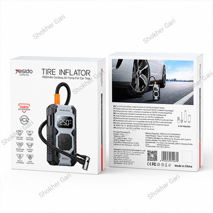 Car Yesido VC12 150PSI Cordless Tire Inflator with 7800mAh Battery Digital Display and LED Light