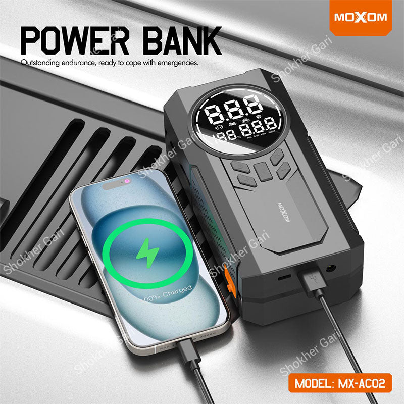 MOXOM MX-AC02 8000mAh Portable Car Air Pump with Jump Starter & Power Bank