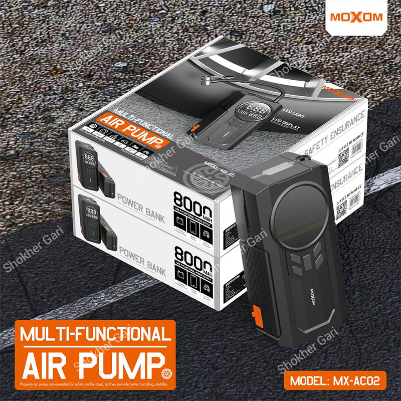 MOXOM MX-AC02 8000mAh Portable Car Air Pump with Jump Starter & Power Bank