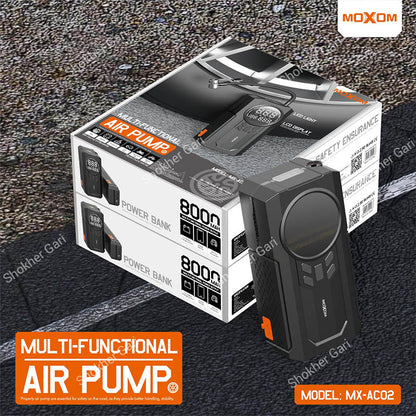 MOXOM MX-AC02 8000mAh Portable Car Air Pump with Jump Starter & Power Bank