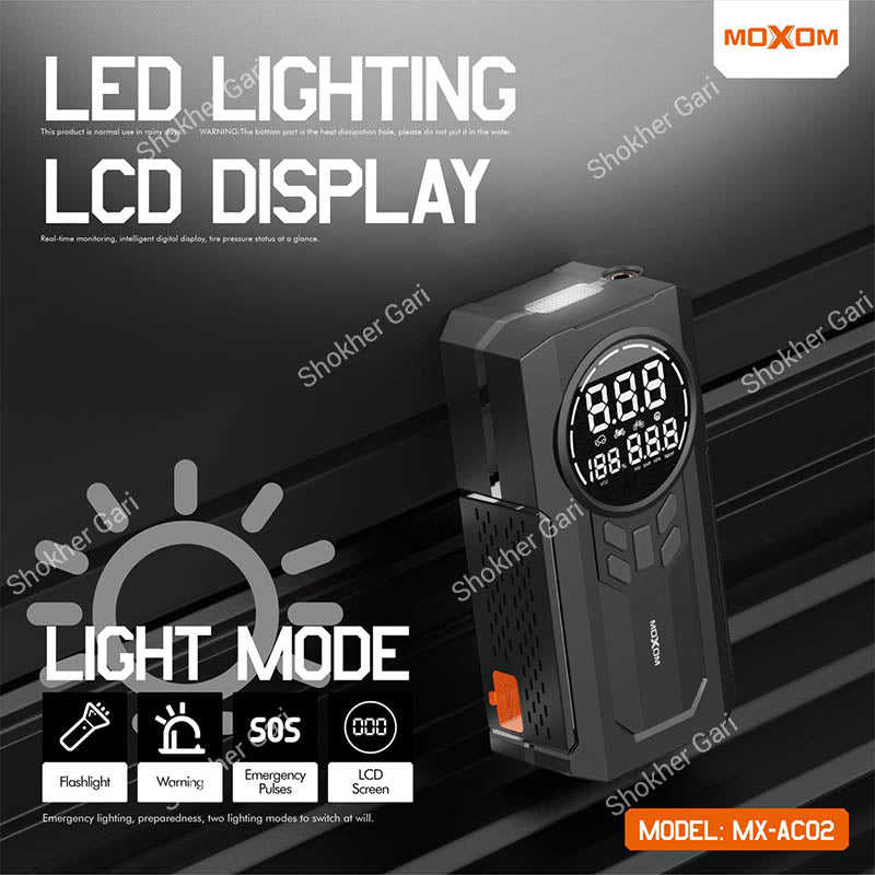 MOXOM MX-AC02 8000mAh Portable Car Air Pump with Jump Starter & Power Bank