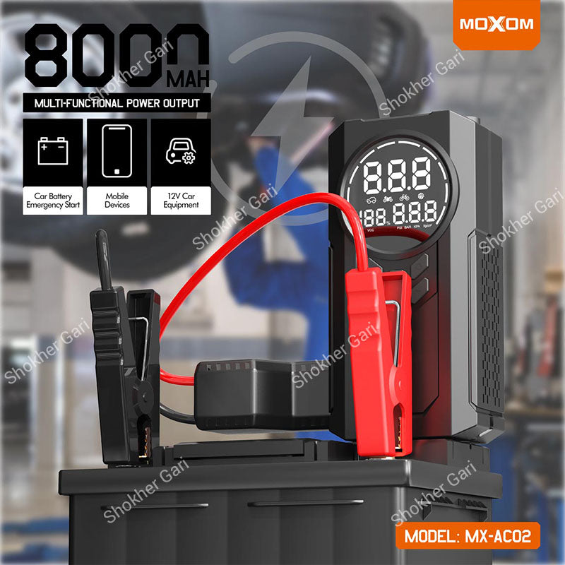 MOXOM MX-AC02 8000mAh Portable Car Air Pump with Jump Starter & Power Bank