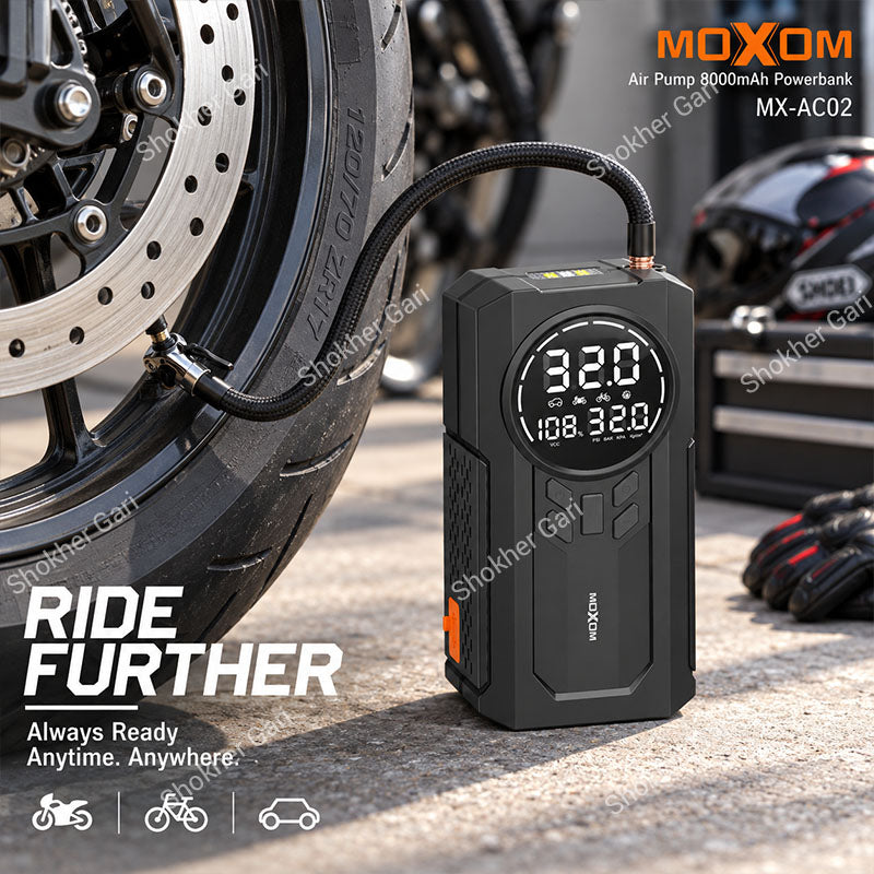 MOXOM MX-AC02 8000mAh Portable Car Air Pump with Jump Starter & Power Bank